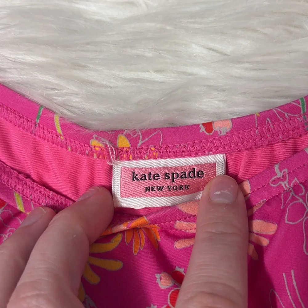 Kate Spade Pink Flash Bikini Swim Bottoms Floral Print Side Buckle Side Tie